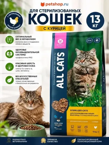 All Cats для стерилизованных кошек с курицей