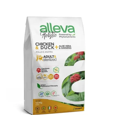 Alleva Holistic с курицей и уткой для взрослых кошек