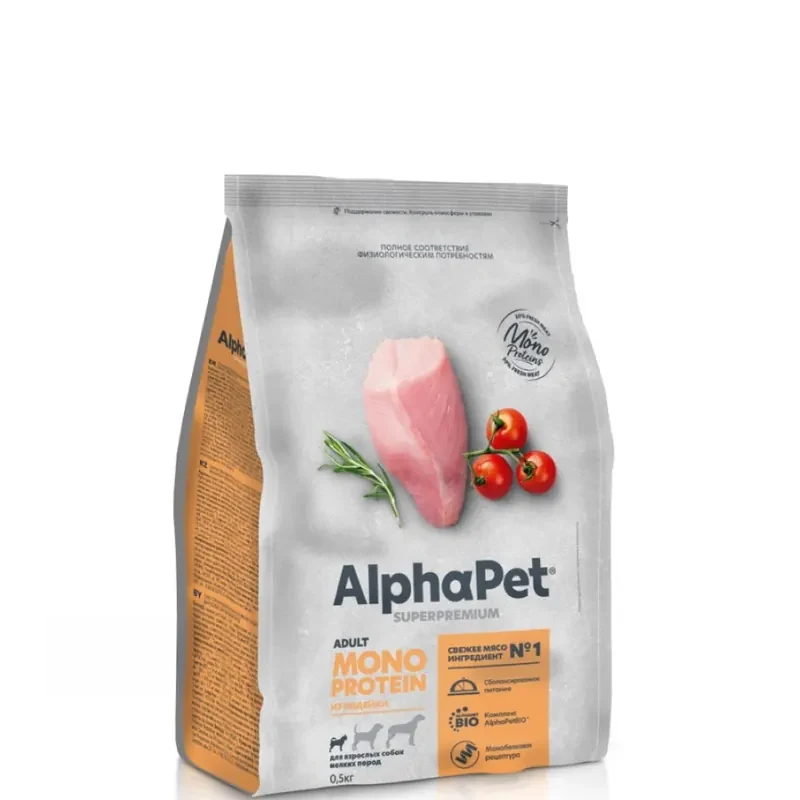 AlphaPet Monoprotein Superpremium с индейкой для мелких пород