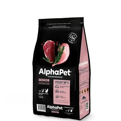 AlphaPet Senior с кроликом и уткой для кошек 7+