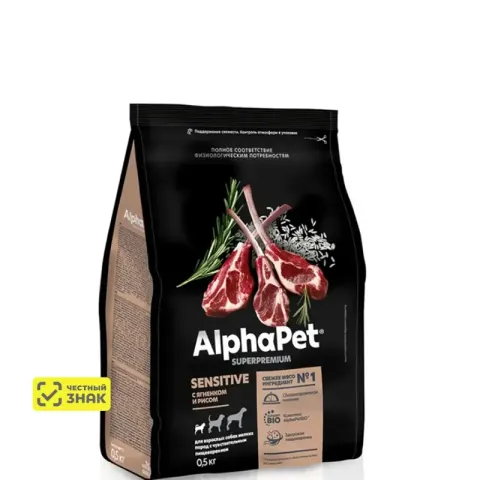 AlphaPet Mini с ягнёнком и рисом для взрослых собак
