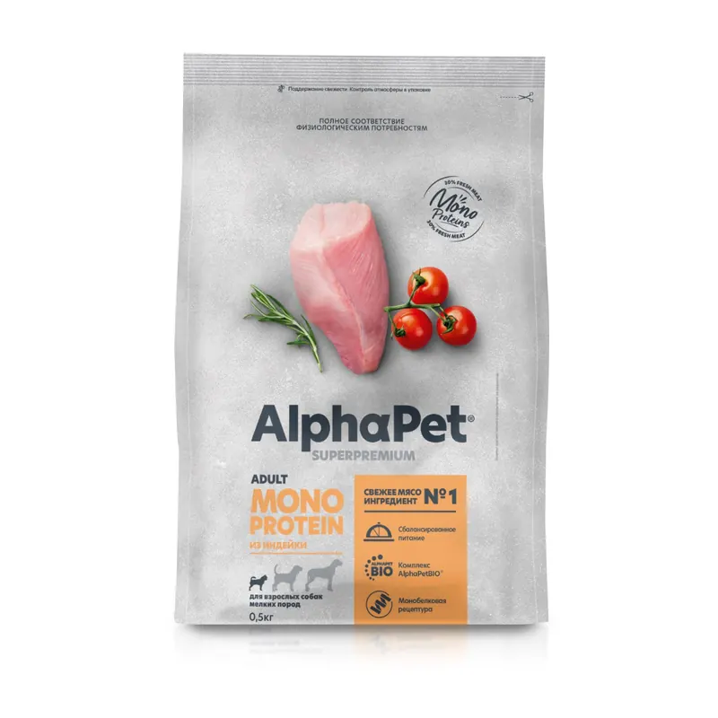 AlphaPet Adult с индейкой для средних и крупных пород