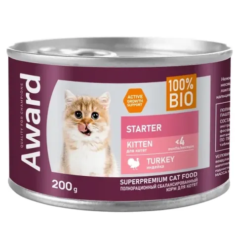 Award паштет с индейкой для котят и кормящих кошек