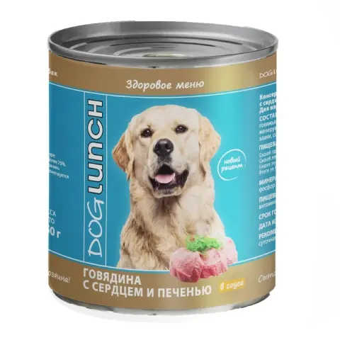 Dog Lunch Здоровое меню с говядиной, сердцем и печенью в желе