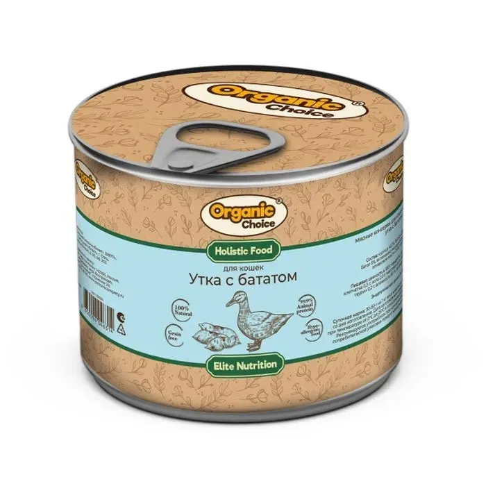 Organic Choice с уткой и бататом для взрослых кошек