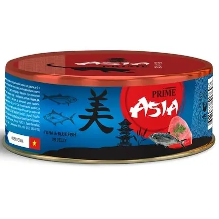 Prime Asia с тунцом и голубой рыбой в желе для кошек