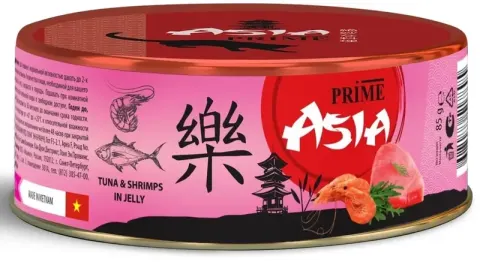Prime Asia с тунцом и креветками в желе для кошек
