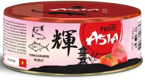 Prime Asia с тунцом и лососем в желе для кошек