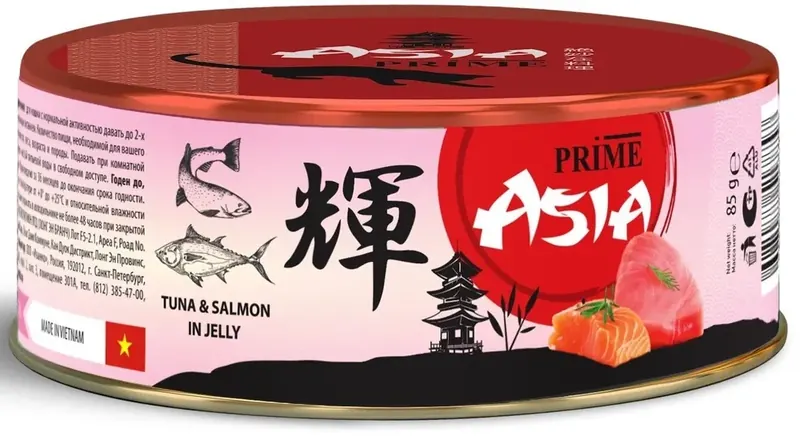 Prime Asia с тунцом и лососем в желе для кошек