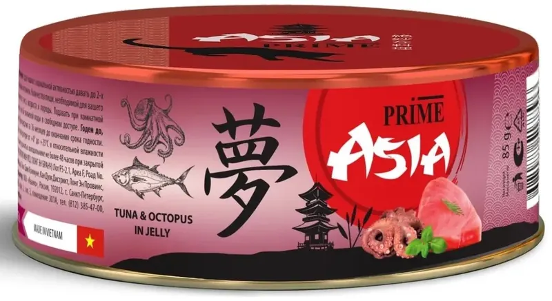 Prime Asia с тунцом и осьминогом в желе для кошек