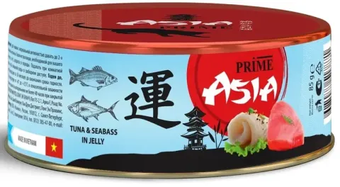 Prime Asia с тунцом и сибасом в желе для кошек