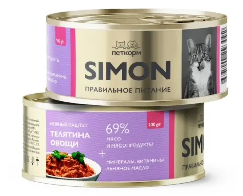 Simon паштет для котят с телятиной и овощами