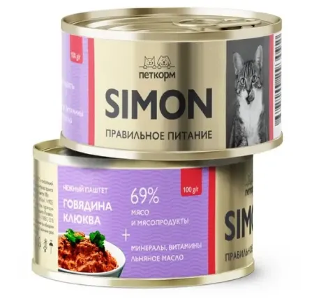 Simon паштет с говядиной и клюквой для кошек