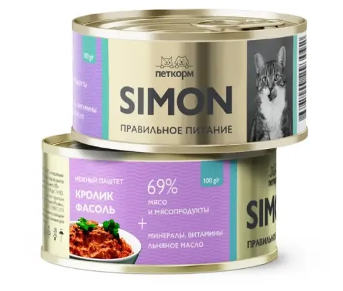 Simon паштет с кроликом и зелёной фасолью для кошек