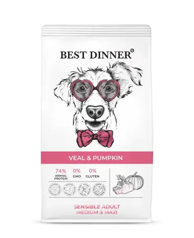 Best Dinner с телятиной и тыквой для средних и крупных пород