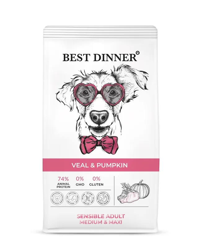 Best Dinner с телятиной и тыквой для средних и крупных пород