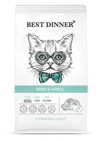 Best Dinner для стерилизованных с говядиной и яблоком