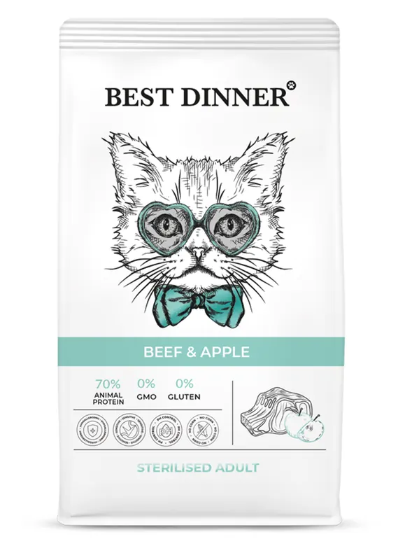Best Dinner для стерилизованных с говядиной и яблоком