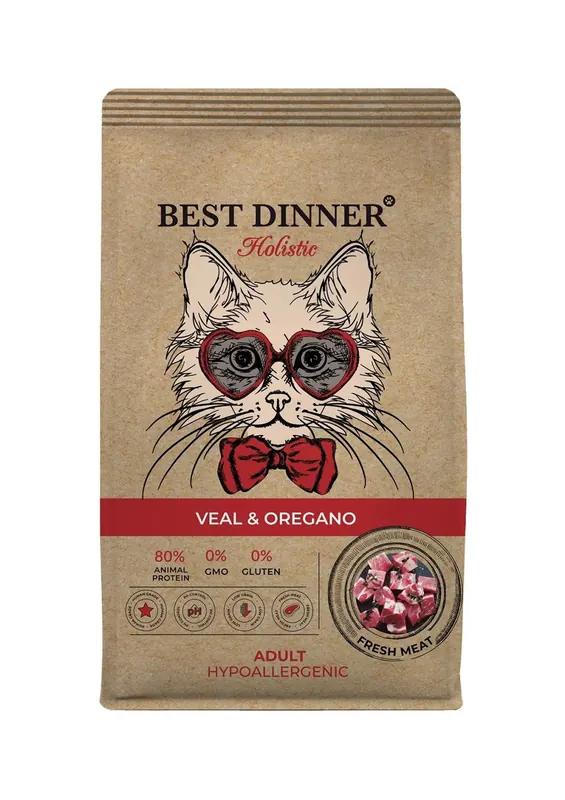 Best Dinner для взрослых кошек с телятиной и орегано