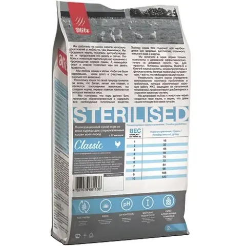 Blitz Classic Sterilised с курицей для стерилизованных кошек