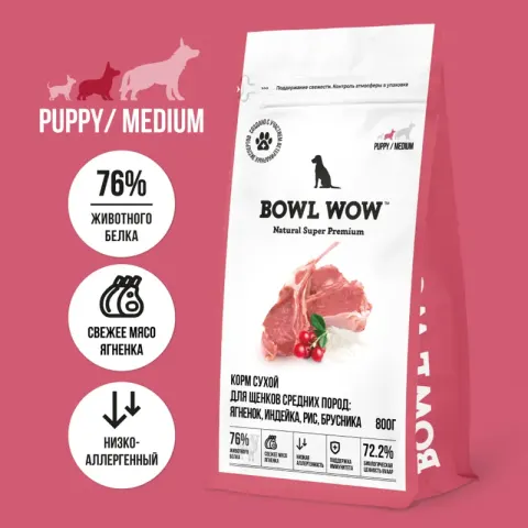 Bowl Wow с индейкой, ягнёнком и рисом для кошек