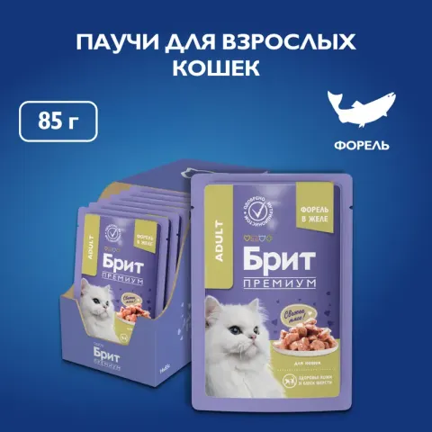 Brit Пауч с форелью в желе для взрослых кошек