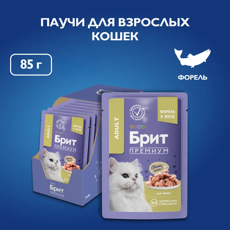 Brit Пауч с форелью в желе для взрослых кошек