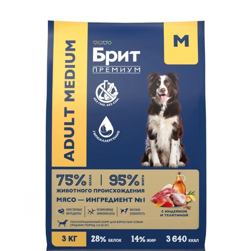 Brit Premium Adult Medium с индейкой и телятиной