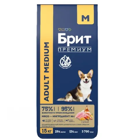 Brit Premium by Nature Adult Medium с курицей