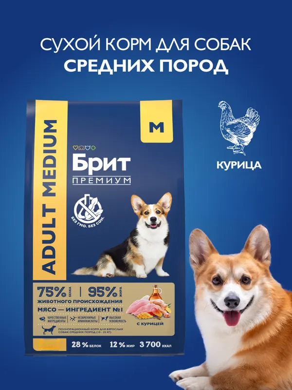Brit Premium с курицей для средних пород