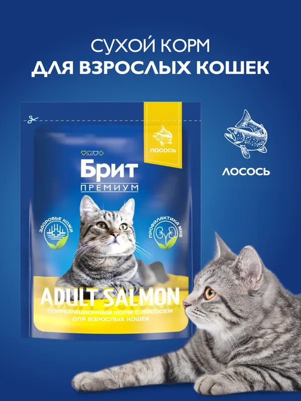 Brit Premium с лососем для взрослых кошек