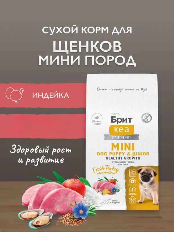 Brit Healthy Growth с индейкой для щенков мини пород