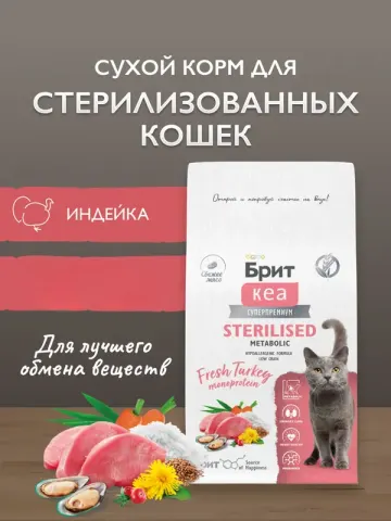 Brit с индейкой для стерилизованных кошек