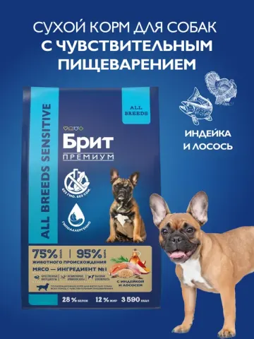 Brit Care с лососем и индейкой для чувствительного пищеварения