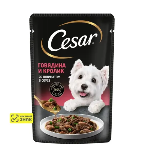 Cesar влажный корм говядина с кроликом и шпинатом