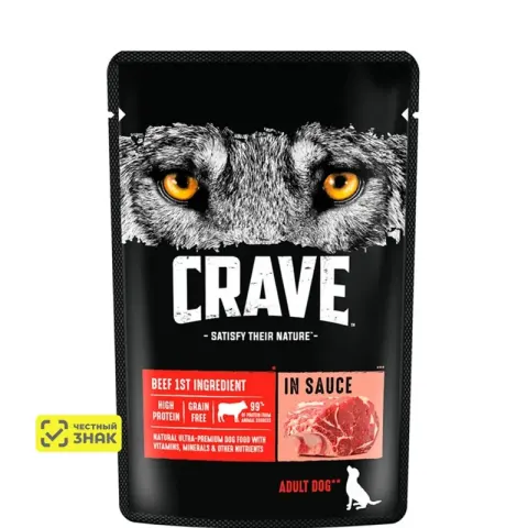 Crave влажный корм для собак с говядиной в соусе