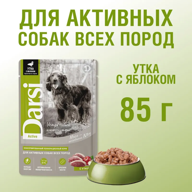 Darsi паучи с уткой и яблоком для активных собак