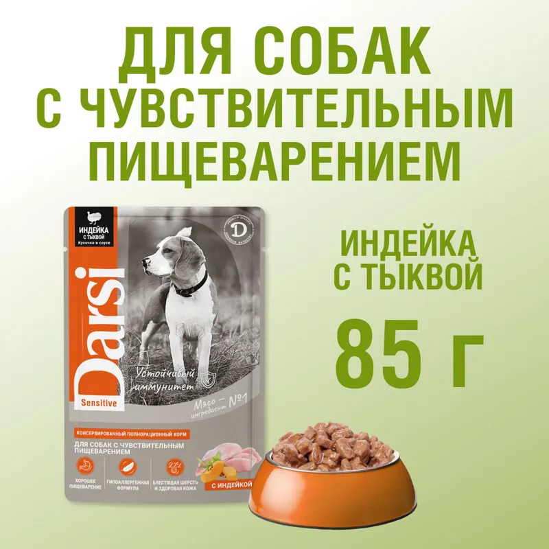 Darsi паучи с индейкой и тыквой для чувствительного пищеварения