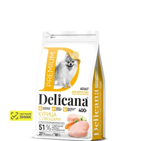DELICANA Premium для средних пород с курицей и овощами