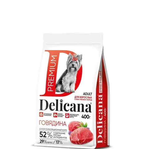 DELICANA Premium для собак мелких пород, говядина