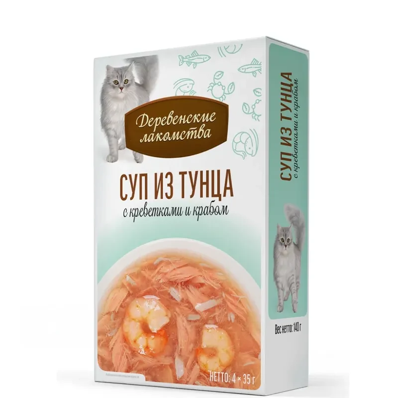 Деревенские лакомства суп с тунцом, лососем и гребешком