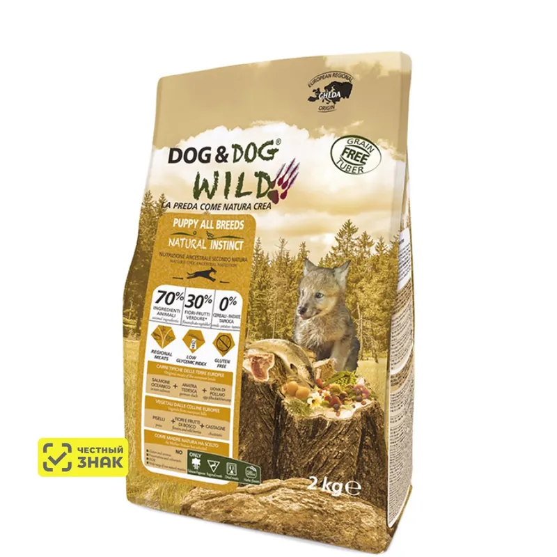 Dog & Dog Wild Natural Instinct для щенков с лососем и уткой