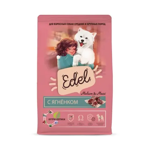 Edel Adult Medium & Maxi с ягнёнком для средних и крупных пород