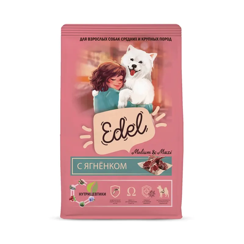 Edel Adult Medium & Maxi с ягнёнком для средних и крупных пород