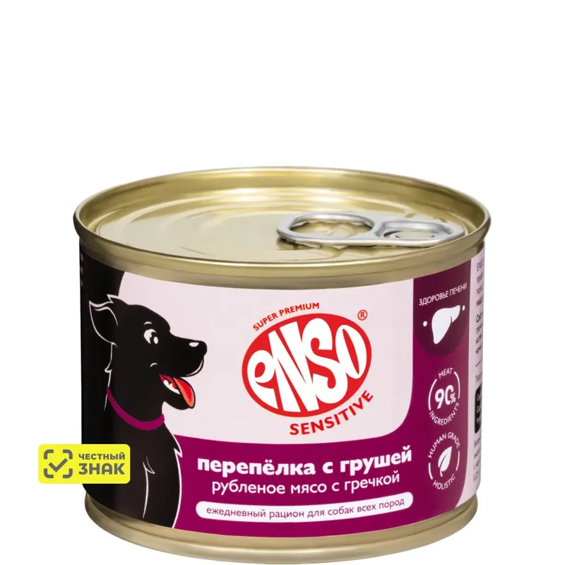 ENSO влажный корм для взрослых собак с перепёлкой и грушей