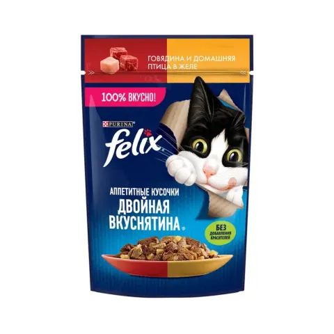 Felix Двойная вкуснятина с говядиной и птицей в желе