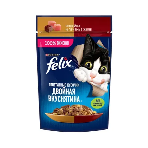 Felix Двойная Вкуснятина с индейкой и печенью в желе