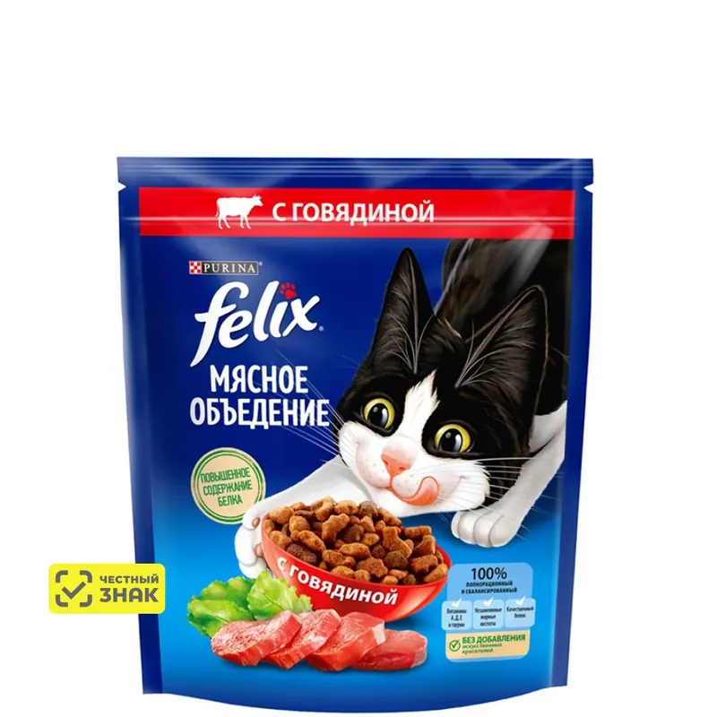 Felix Мясное объедение с говядиной для взрослых кошек