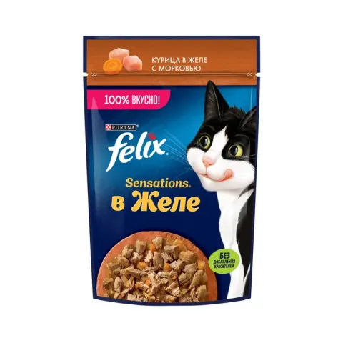 Felix влажный корм с курицей в желе с морковью