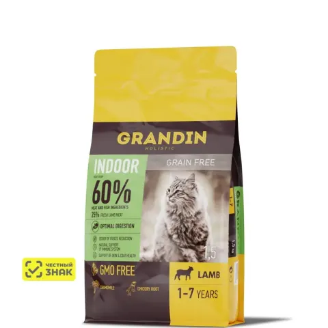 Grandin Adult с ягнёнком для взрослых кошек